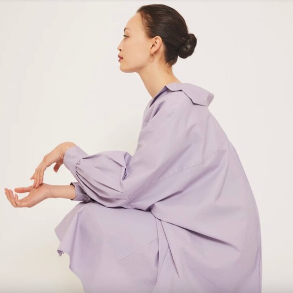 Athena Newton Tops - Athena Newton Cotton Smock Blouse in Lilac - Organic Cotton One Size